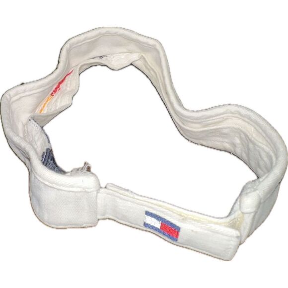 Vintage Tommy Hilfiger THJ85 Visor White with Blue Red Yellow Stripes Strap Back - Picture 3 of 6